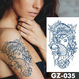 Juice (Пігментаційні). Флеш Тату. 18*11 См. Тимчасова, Перевідна. Дівчата, Японський Стиль, Gz-035 (S)