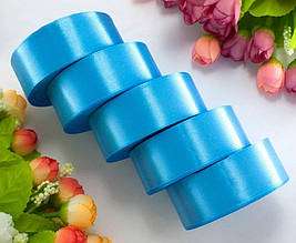 Стрічка атласна блакитна 2,5 см (23 метри)