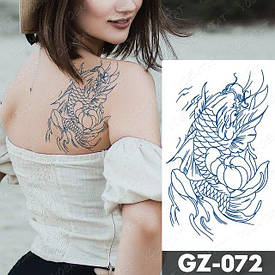 Juice (Пігментаційні). Флеш Тату. 18*11 См. Тимчасова. Перевідна. Японський Стиль, Водні, Риба, Карпи Кої, Мінімалізм, Gz-072