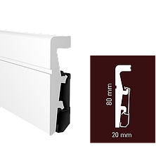 Плінтус Arbiton VEGA P0811 підлоговий білий. Розміри: В: 80 мм, Ш: 20 мм, Д: 2400 мм, фото 2