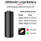 Вело фара ROCKBROS BC02T (Powerbank, 700LM, 2000mAh, Cree XMR-T6, USB, IPX6, Red габарит), фото 8