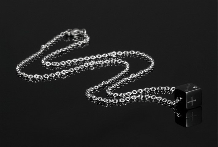 Підвіска, Кулон, ланцюжок на шию, унісекс, Чорний квадрат із титанової сталі 52 см