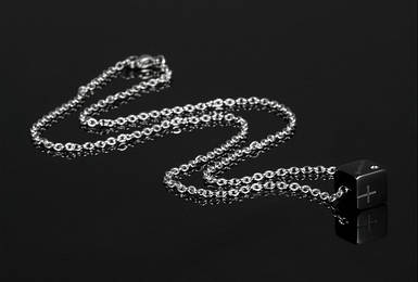 Підвіска, Кулон, ланцюжок на шию, унісекс, Чорний квадрат із титанової сталі 52 см