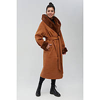 Теплое зимнее пальто с капюшоном Almatti,цвет кэмэл
