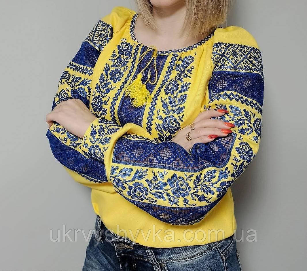 Синьо-жовта вишита сорочка "Українка"