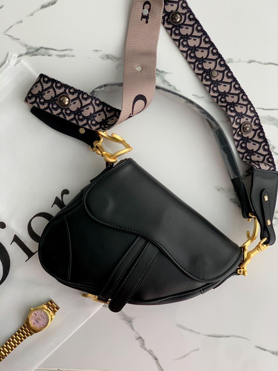 Жіноча сумка Christian Dior Saddle M709 чорна, фото 1