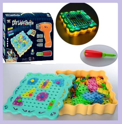 Дитячий розвивальний конструктор Diy Light Puzzle на шурупах 200 деталей/ Конструктор — Болтова мозаїка