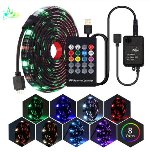 Комплект світлодіодна стрічка 5V USB LED 5050 RGB з функцією розпізнавання музики светодиодная лента, фото 1
