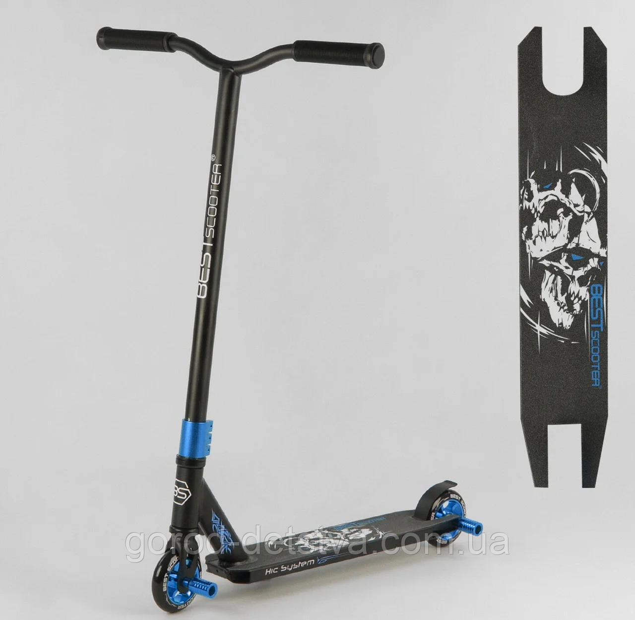 Самокат трюковий 38226 Best Scooter HIC-система, ПЕГІ, алюмінієвий диск і дека, колеса PU, d=10 см, в коробці, фото 1