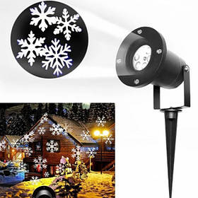 Лазерний проєктор білі сніжинки для вулиці та приміщень Snowflake Light Star Shower