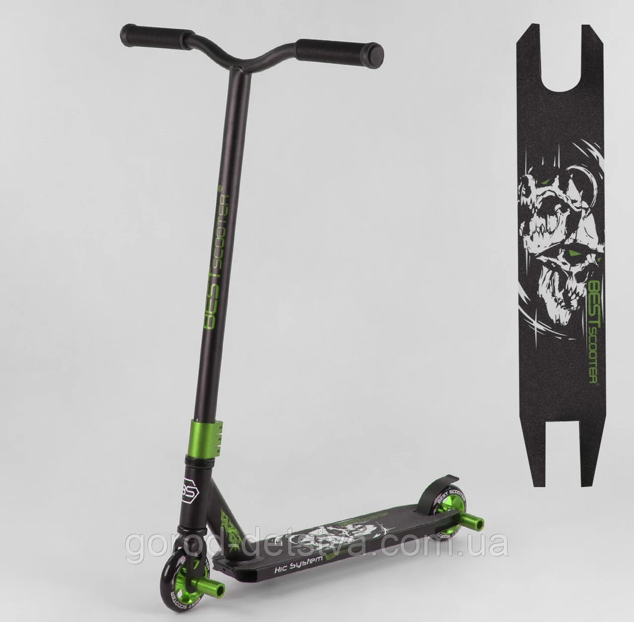 Самокат трюковий 86380 Best Scooter HIC-система, ПЕГІ, алюмінієвий диск і дека, колеса PU, d=10 см, в коробці