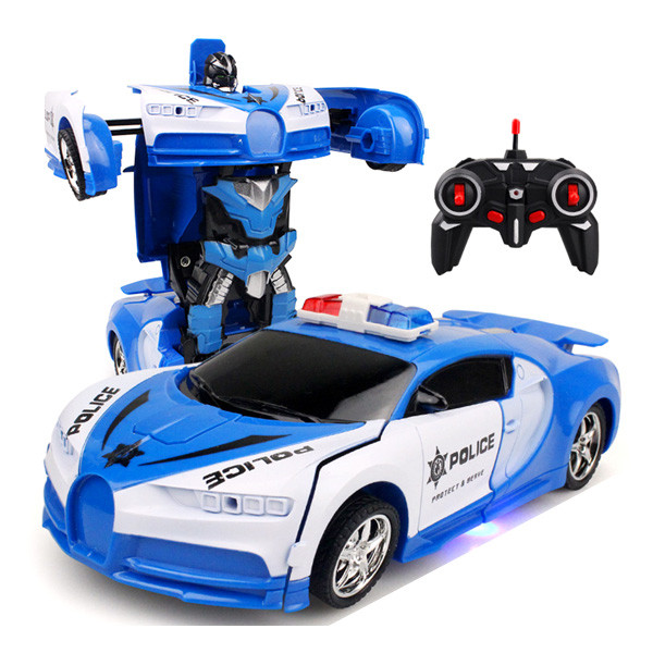 Машинка-трансформер Lamborghini POLICE Robot Car Size 18 — Синя