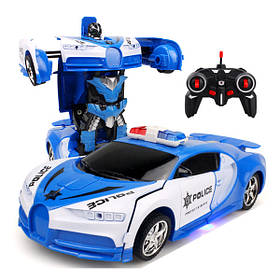 Машинка трансформер Lamborghini POLICE Car Robot Size 18 - Синя