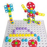 Дитячий 3D конструктор Puzzle Peg 4 в 1 із шурупокрутом і електровикруткою 224 деталі + бокс мозайка для, фото 4