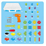 Дитячий 3D конструктор Puzzle Peg 4 в 1 із шурупокрутом і електровикруткою 224 деталі + бокс мозайка для, фото 7