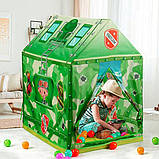 Ігровий будиночок дитячий намет для хлопчиків Happy kid Military House для дому та вулиці Зелений, фото 6
