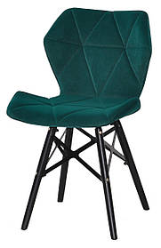 Стілець м'який Greg XXL-BK зелений B-1003 оксамит на дерев'яних букових ніжках чорного кольору, Charles Eames