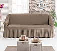 Єврочохол накидки на меблі, чохол для дивана на резинці натяжний турецькі готові з оборкою жатка Бордовий, фото 4