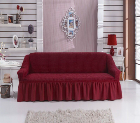 универсальные чехлы на диваны с оборкой бордовый