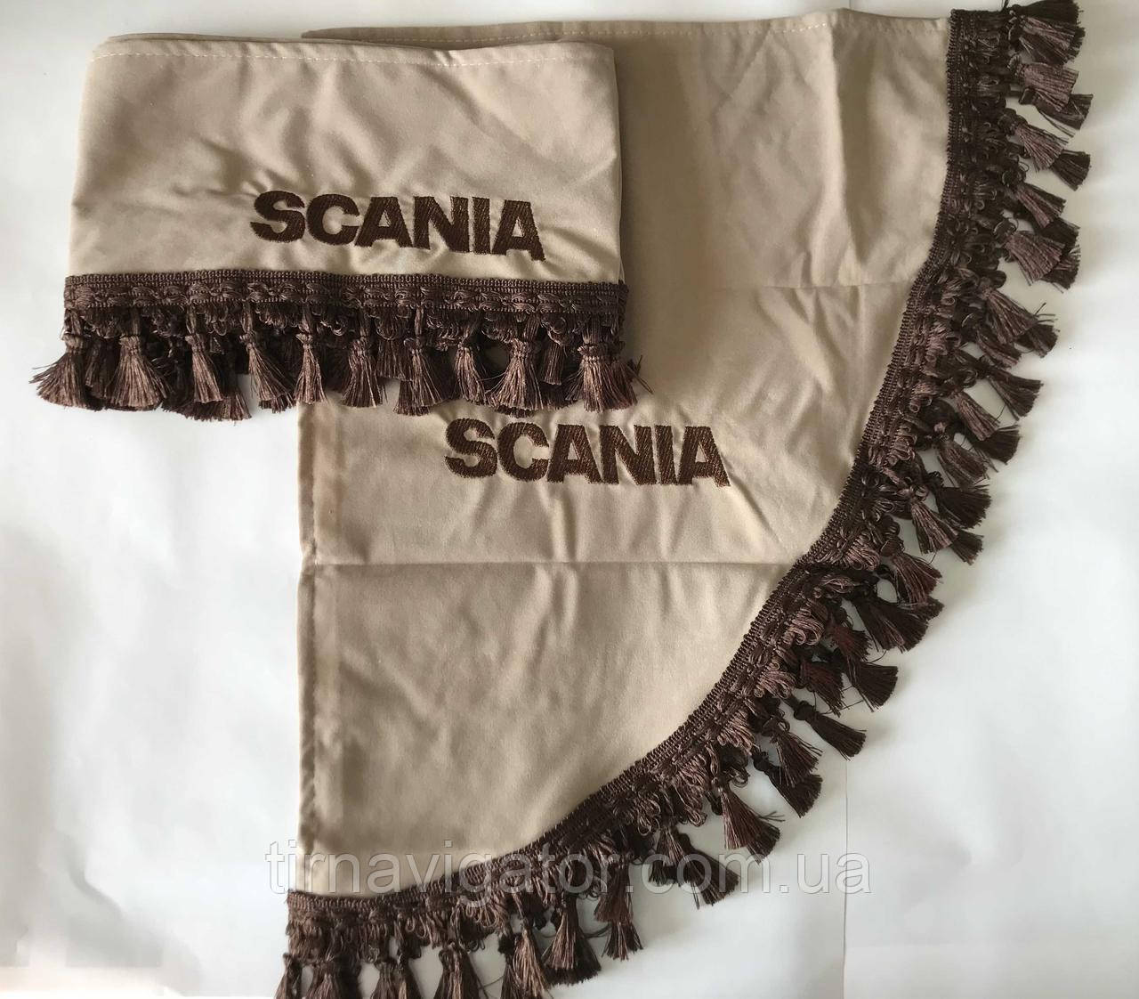 Шторка на лобове скло з куточками SCANIA бежева, фото 1