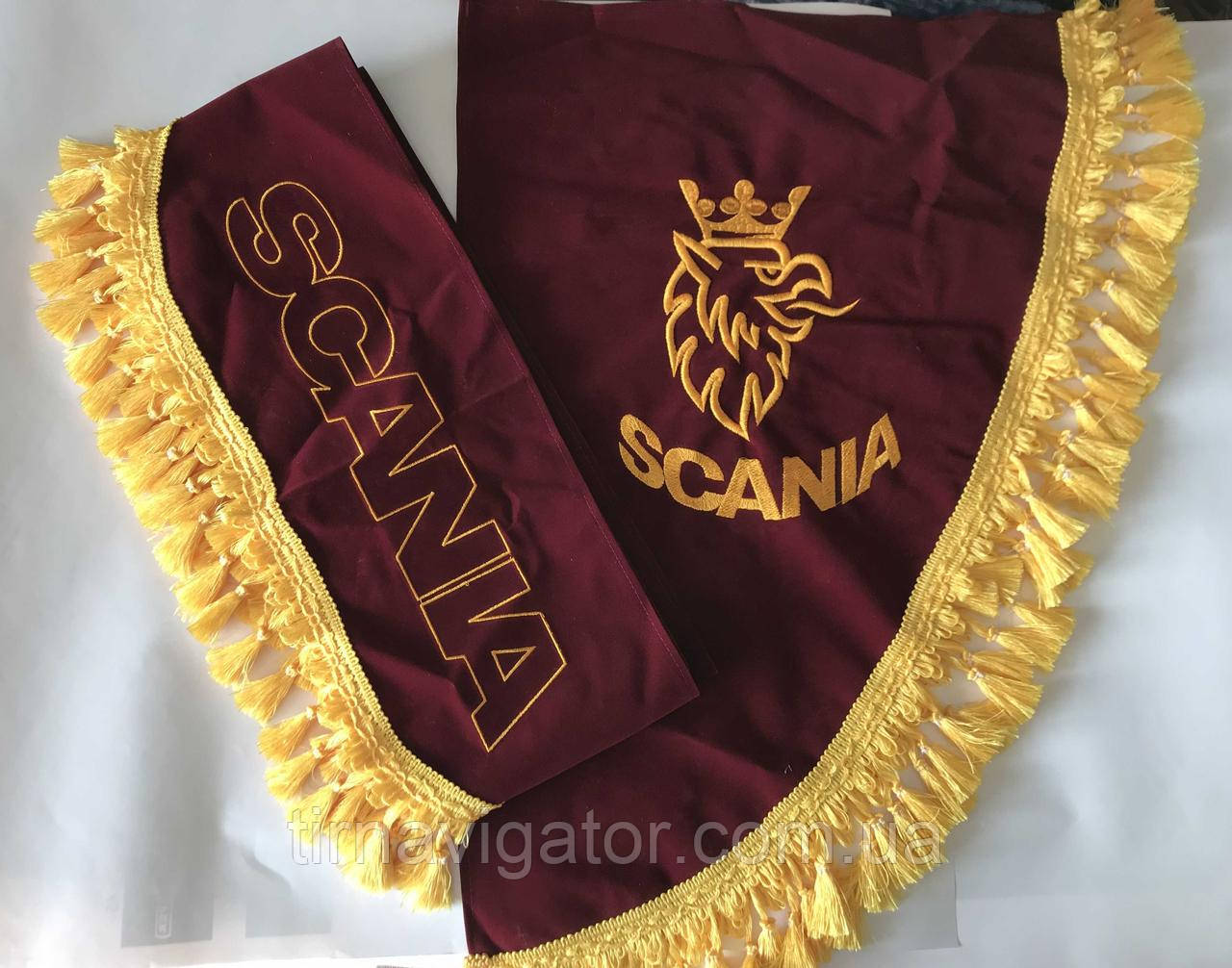 Шторка SCANIA бордова з уголками