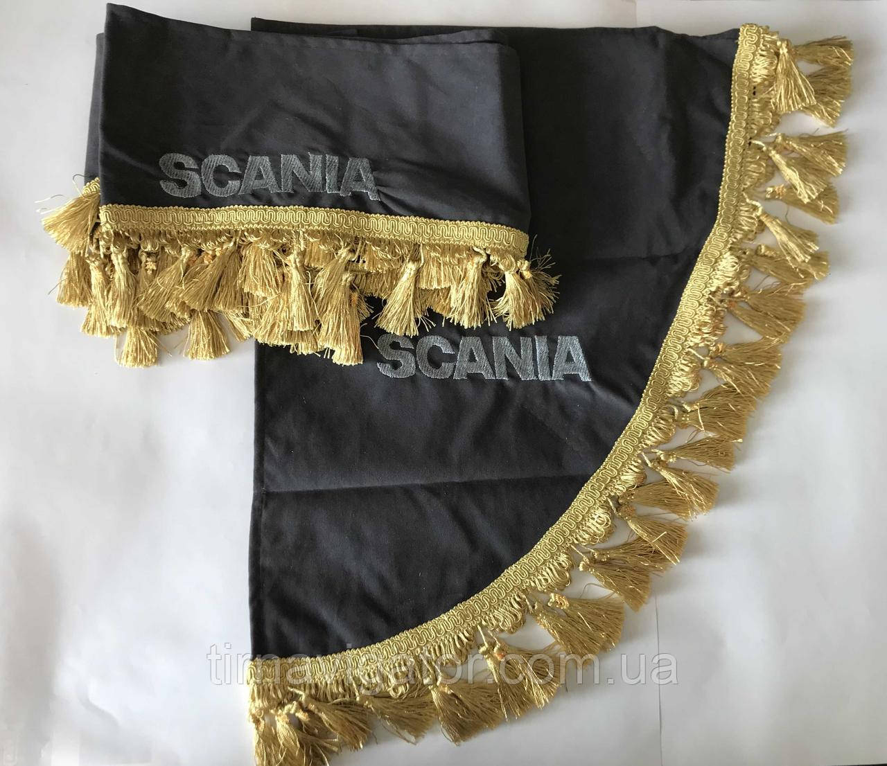 Шторка на лобове скло з куточками SCANIA сіра