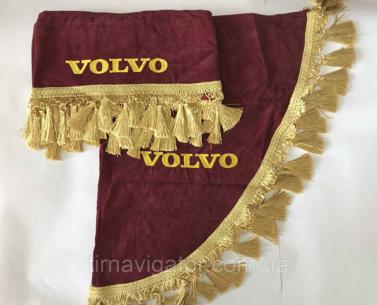 Шторка на лобове скло з куточками VOLVO вишнева, фото 1