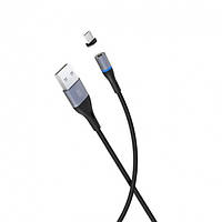 Кабель Usb XO NB125 microUSB 2.4 А магнитный 1 метр черный