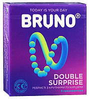 Презервативи BRUNO Double Surprise №3 ребристі з великими пухирцями