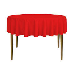 Скатертина на стіл тканинна кругла габардинова червона Atteks 145 см - 1412