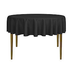 Скатертина на стіл тканинна кругла габардиноваа чорна Atteks 145 см - 1411