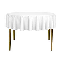 Скатертина на стіл тканинна кругла габардинова біла Atteks 145 см - 1410