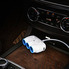 Автомобильное зарядное устройство Hoco C1 2 USB разветвитель прикуривателя белое, фото 2
