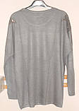 Легкий світло-сірий светр батал з візерунком "Зірки" Vazzo, фото 4