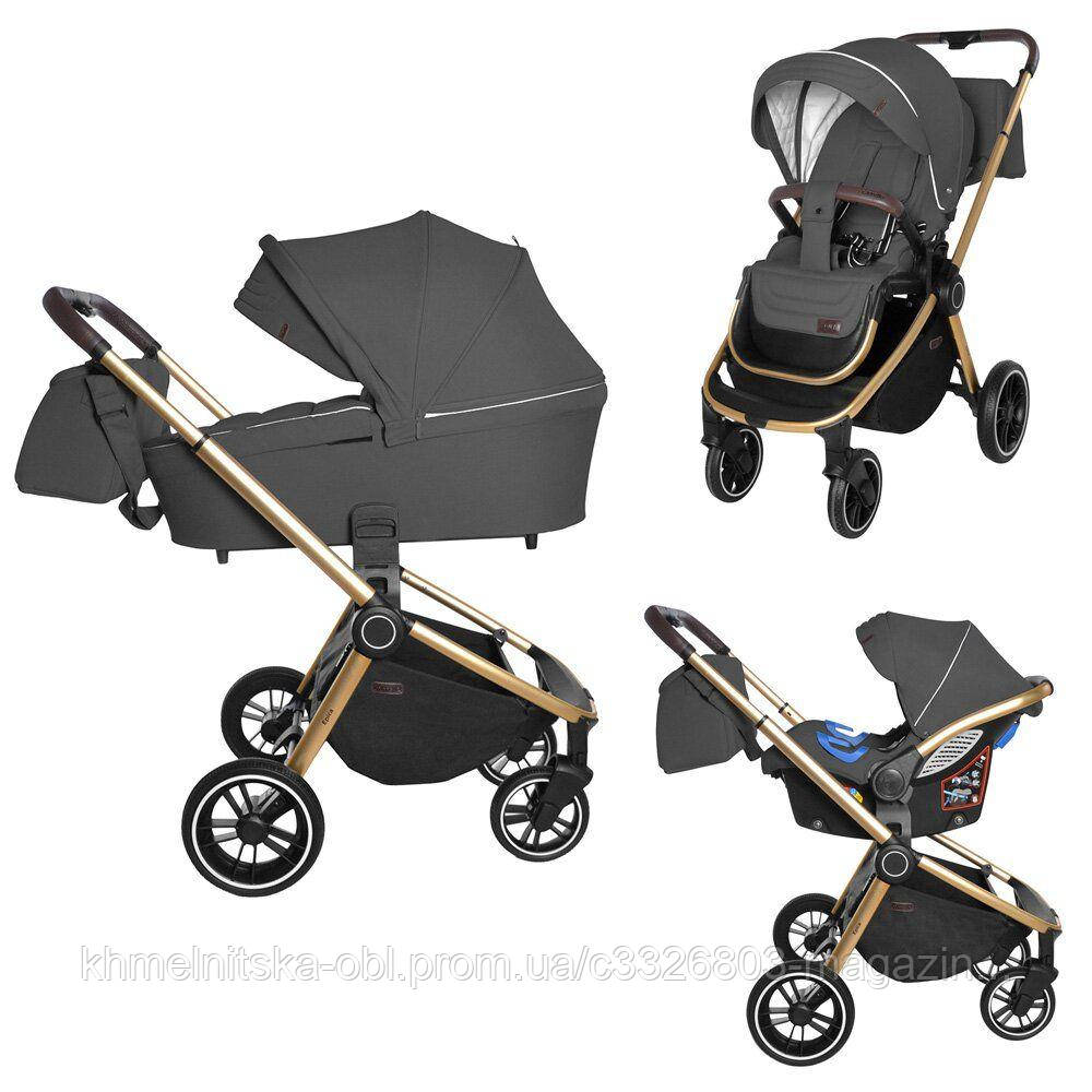 Універсальна коляска 3в1 CARRELLO Epica Iron Grey (золота рама), фото 1