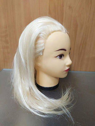 Навчальна голова манекен тренувальна для перукаря, для зачісок, блондинка, фото 2