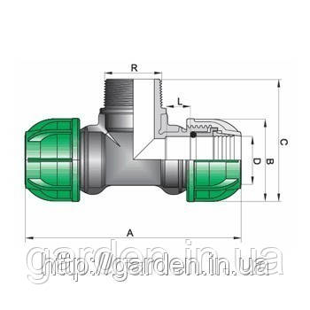 Тройник с наружной резьбой 25X1". Фитинги IRRITEC - фото 3 - id-p14630682