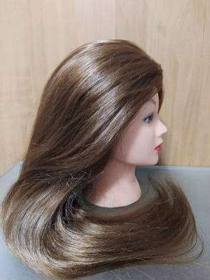 Навчальна голова-манекен, термостіка, 70% натурального волосся, 519-4, фото 3