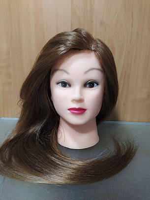 Навчальна голова-манекен, термостіка, 70% натурального волосся, 519-4, фото 1