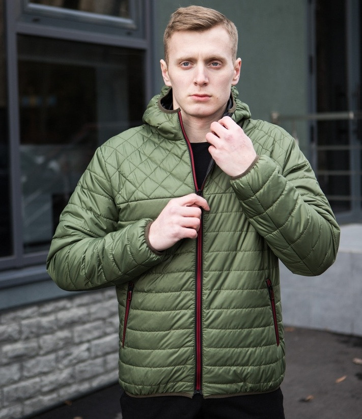 Куртка чоловіча з капюшоном осіння весняна хакі Туреччина. Живе фото (весняна куртка), фото 1