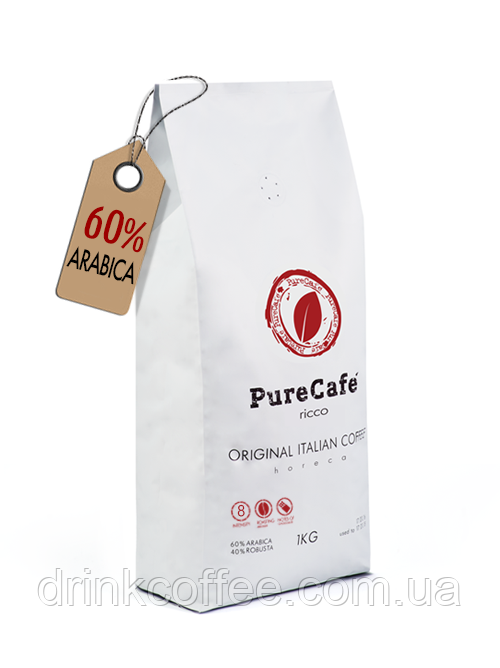 Кофе PureCafe Ricco зерно 60% Арабики 40% Робусты Италия 1кг - фото 2 - id-p509197002