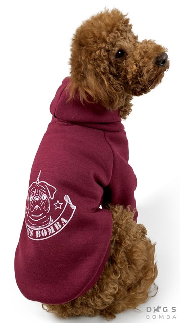 Толстовка 36 см (об'єм до 50см) марсала (бордовий) розмір 6 для собак S, фото 1
