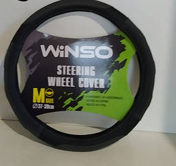 WINSO Чохол на кермо ПВХ чорний із сірими вставками 370-390 мм