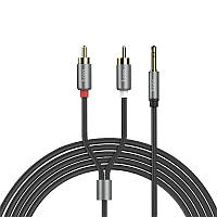 Аудіо кабель AUX-2*RCA Hoco UPA10 Lotus Double RCA Audio 3.5 mm 1,5 m (Grey)