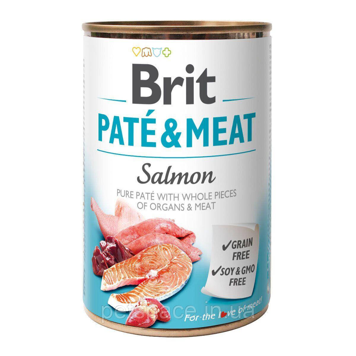 Консерва для собак Brit Pate & Meat Salmon (курка та лосось), 400г.