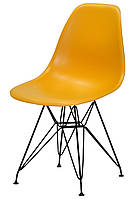 Стул Nik BK-ML желтый 18 на черных металлических ножках, дизайн Charles & Ray Eames DSR Eiffel Leg