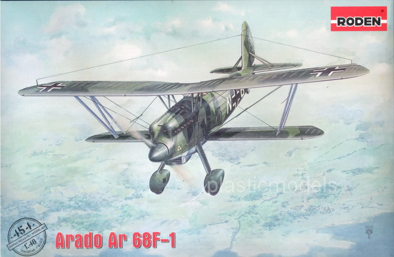 Пластикова модель 1/48 Roden 454 німецький винищувач-біплан Arado Ar 68F-1