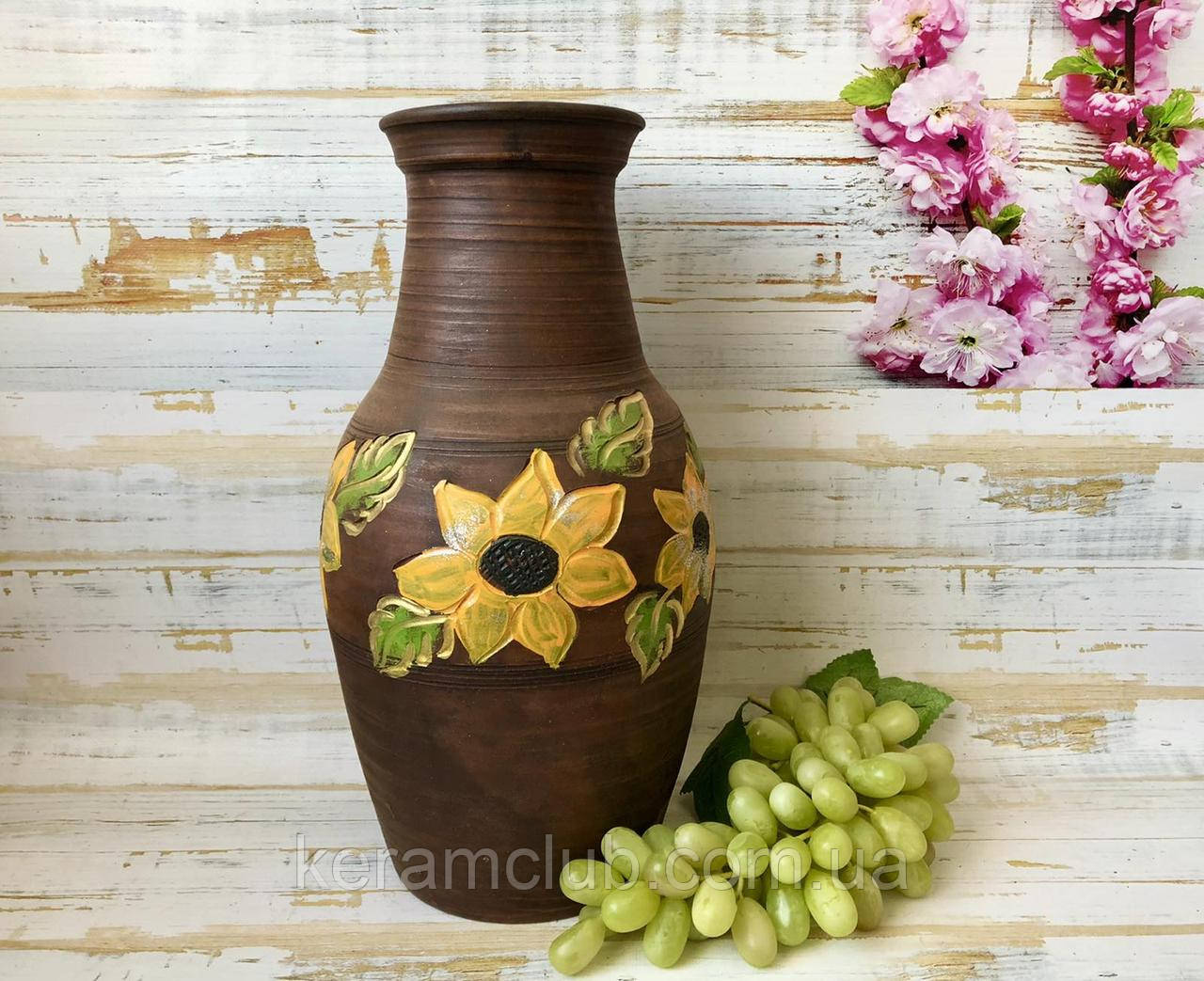 Глиняная полунапольная ваза 7 л ручной работы - фото 2 - id-p885657619