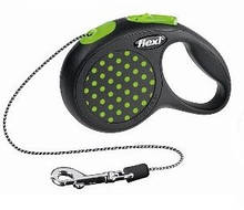 Flexi (Флекси) Рулетка для собак, кішок і гризунів Design S 15кг*5м (чорна зелений горох)