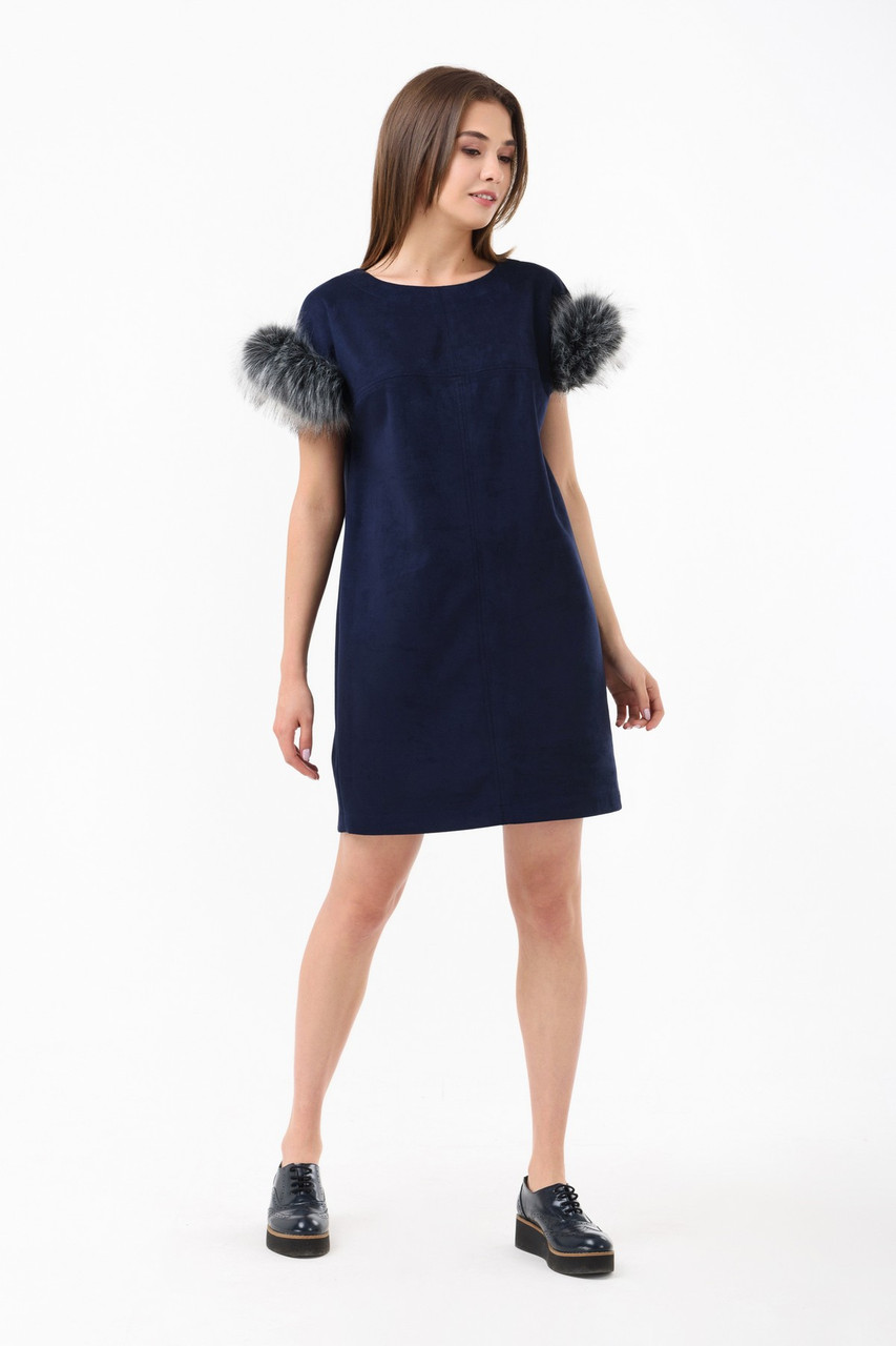 Жіноча сукня дизайнерська синя міні Modna KAZKA MKRM1868-2
